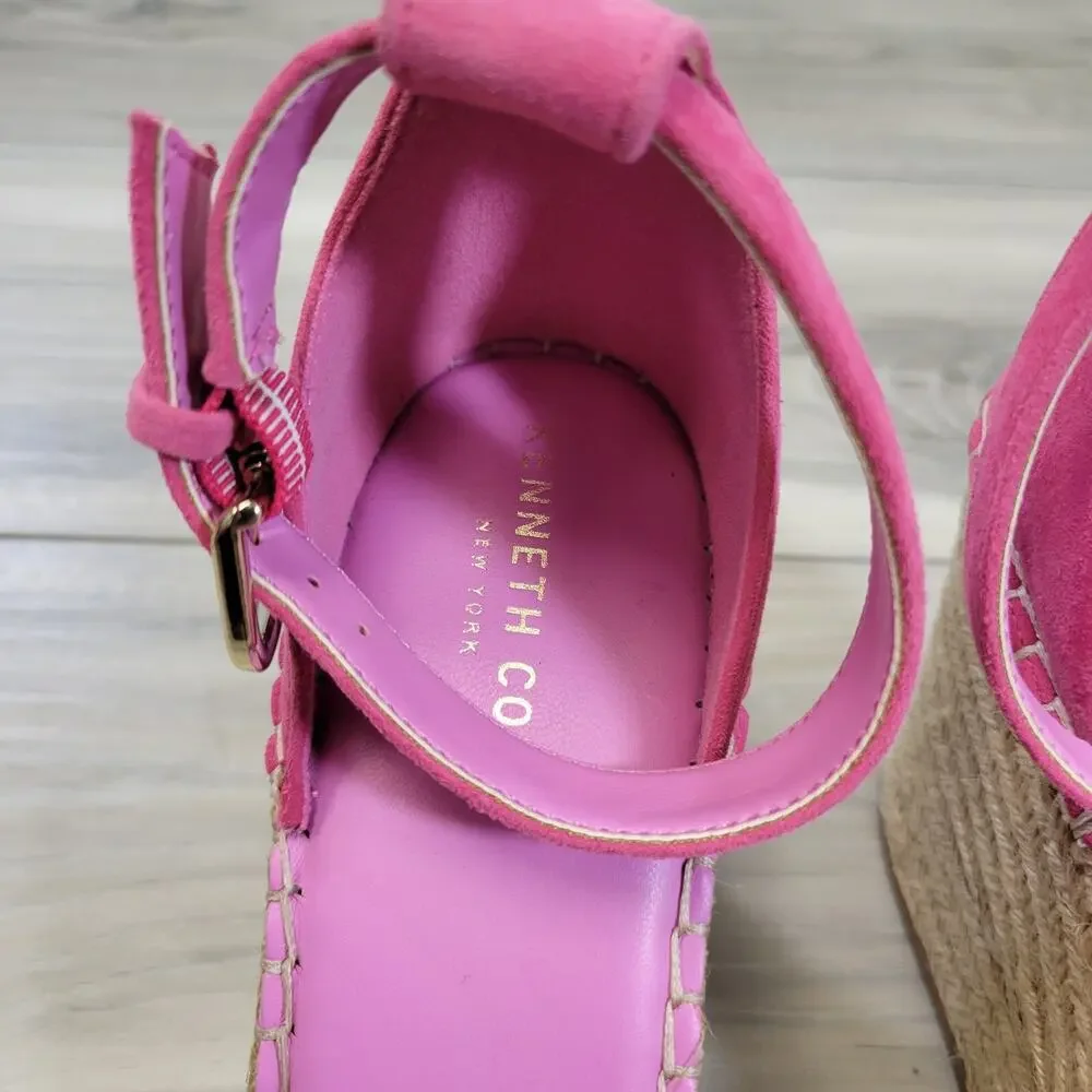 Kenneth Cole Sol Sandals Women's 11 Pink Espadrille Wedge